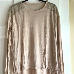 Bcbg lace detail long sleeve top